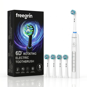 White 6D Rotating Toothbrush: 5 Modes, Smart Timer & IP67 Waterproof