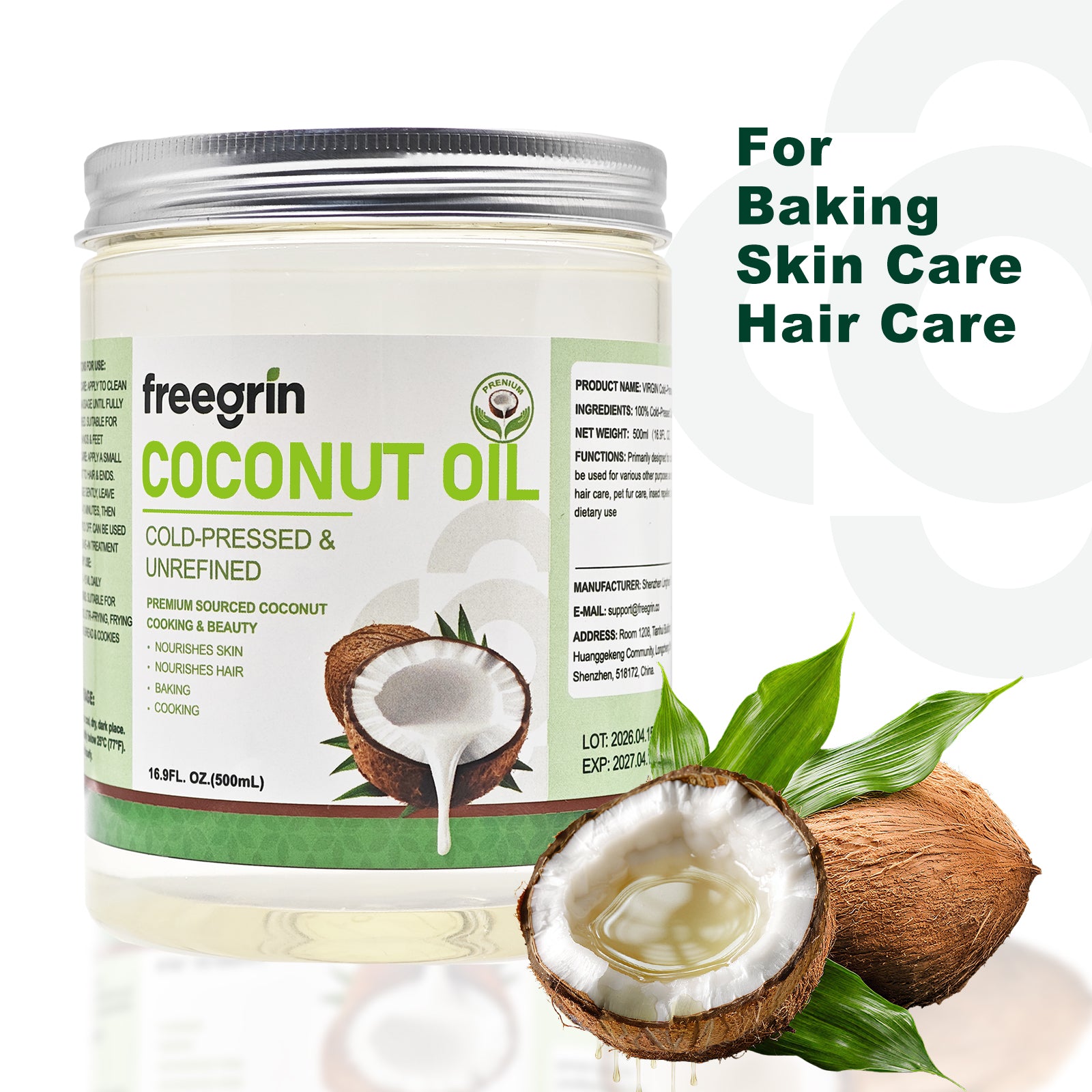 Cold-Pressed & Unrefined Coconut Oil (16.9 FL.OZ.)