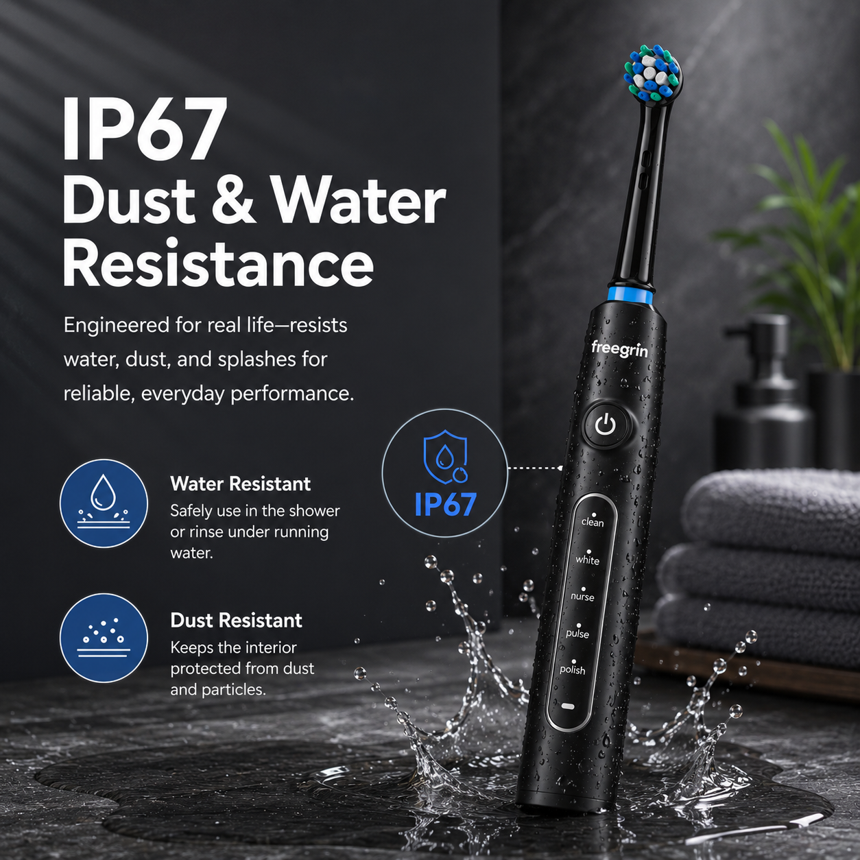 Black 6D Rotating Toothbrush: 5 Modes, Smart Timer & IP67 Waterproof - Image 5