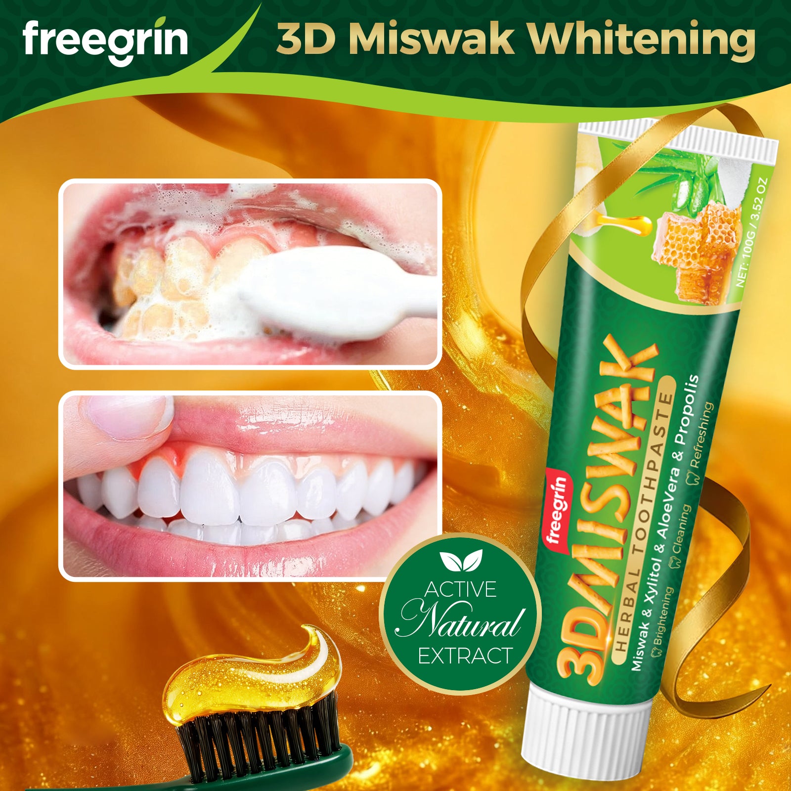 Freegrin Miswak Herbal Toothpaste - 150g - Image 3