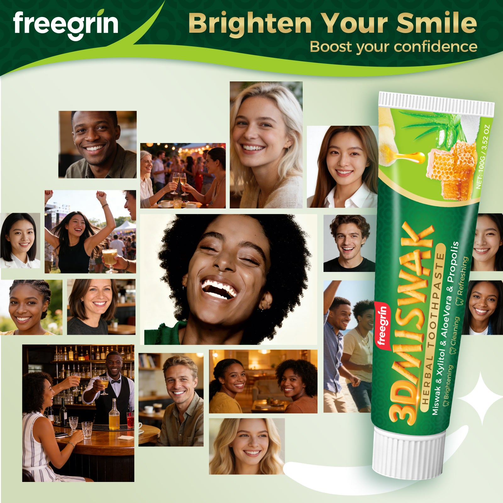 Freegrin Miswak Herbal Toothpaste - 150g - Image 8