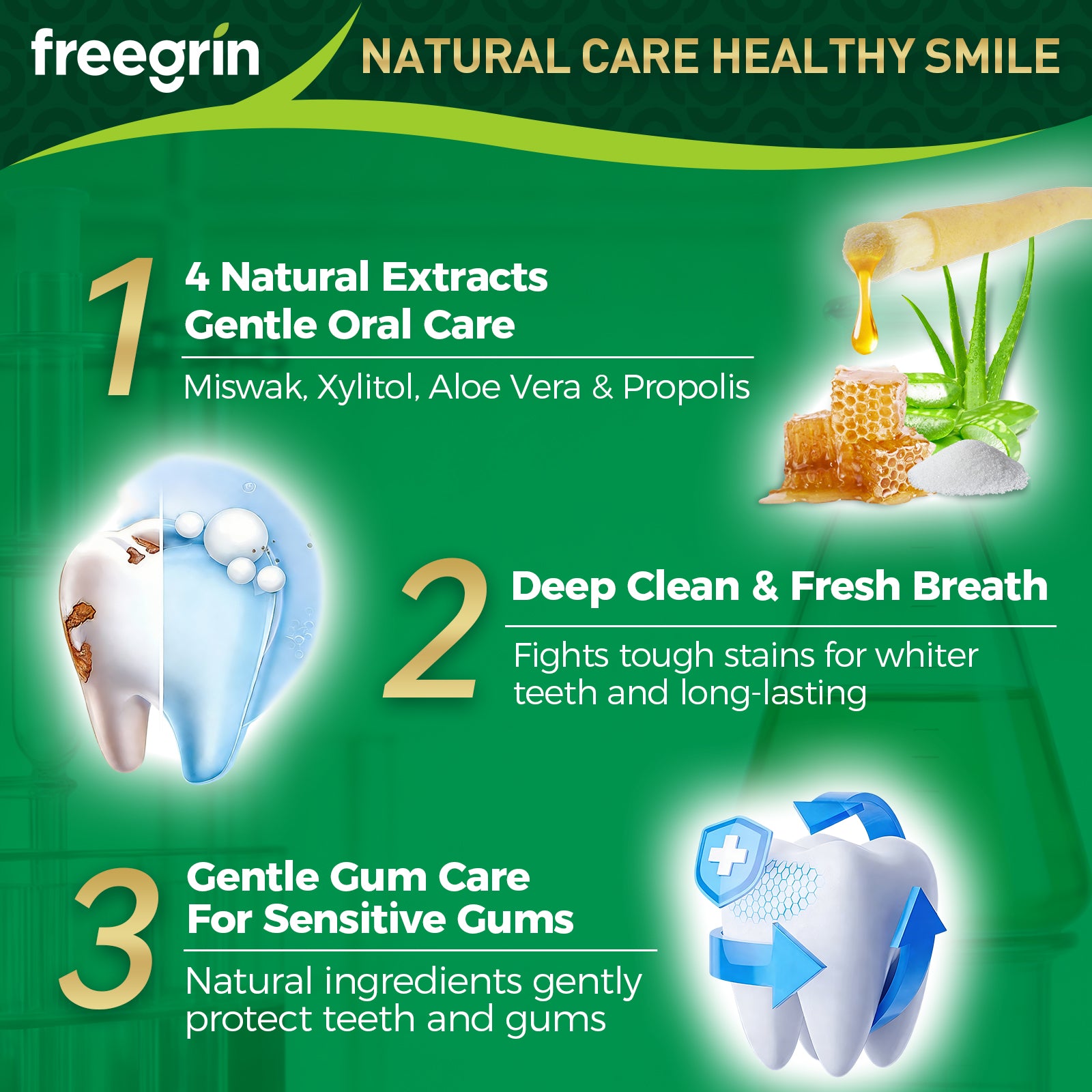 Freegrin Miswak Herbal Toothpaste - 150g - Image 5