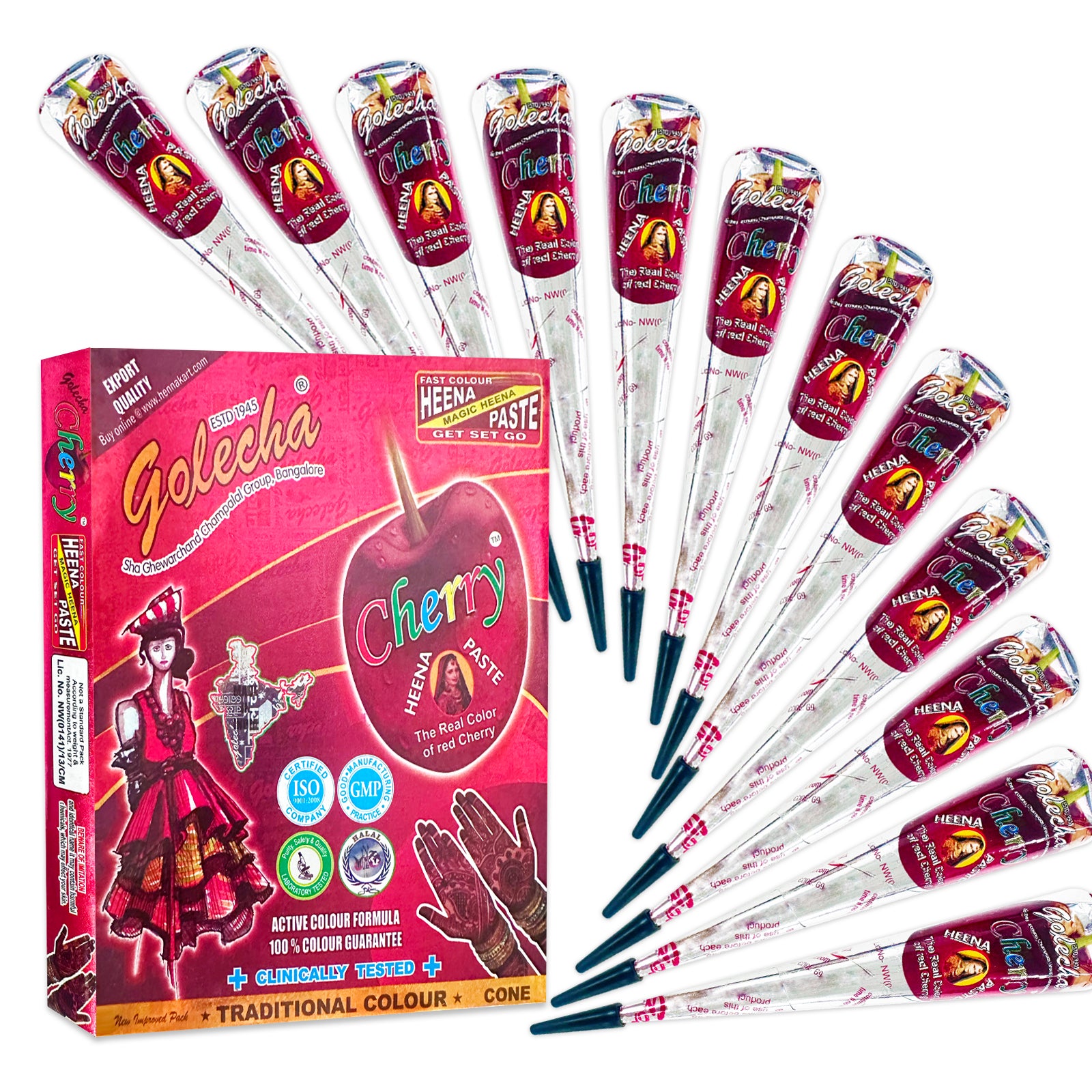 Cherry Henna Cones (12 Packs)